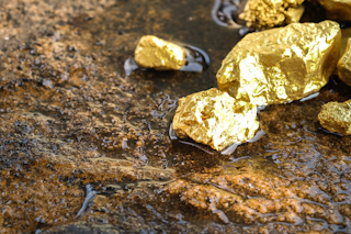 Gold nuggets found in a stream