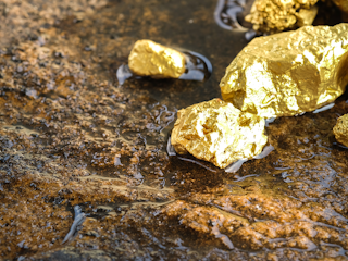 Gold nuggets found in a stream
