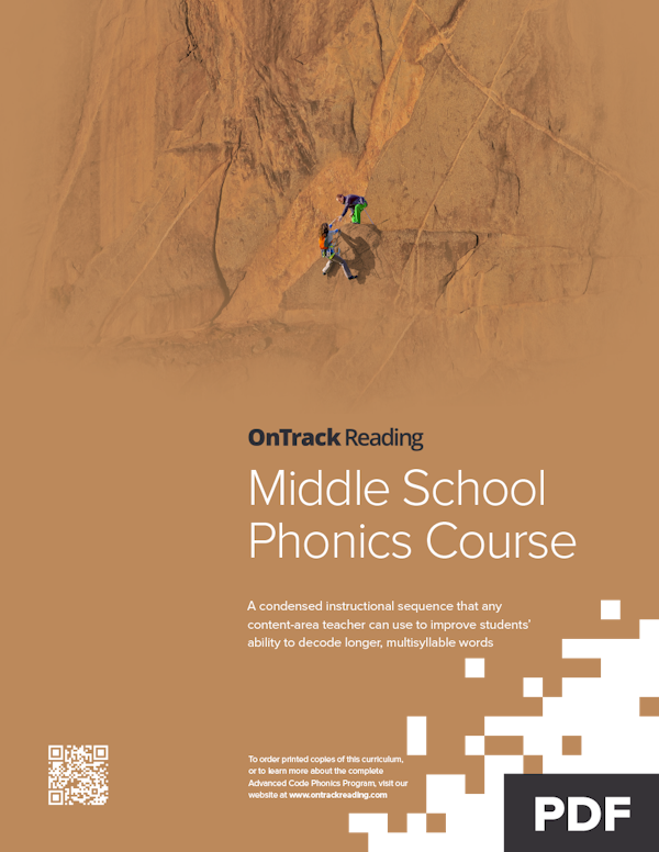 OnTrack Reading Middle School Phonics Course Cover Art
